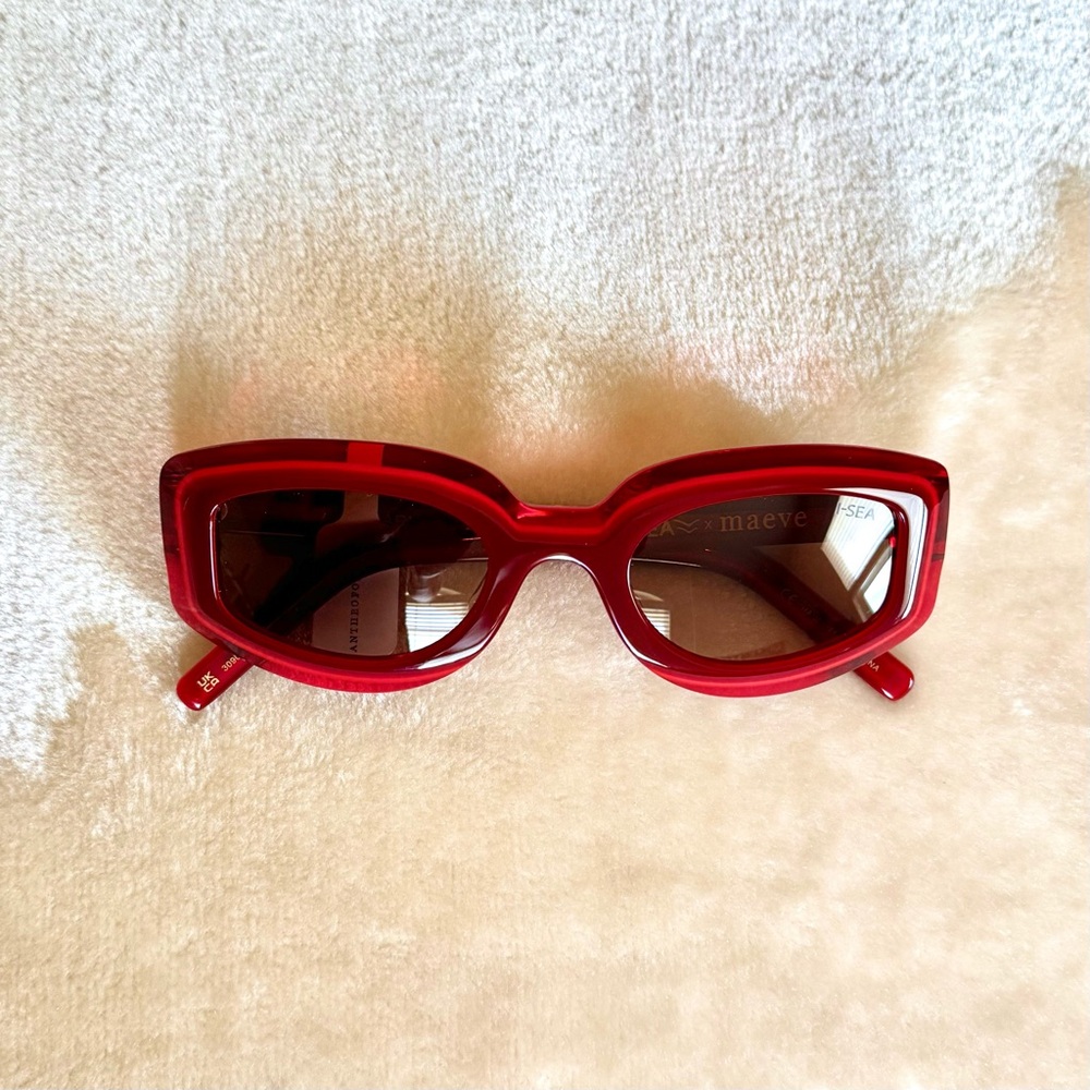 Anthropologie Red Cat-Eye Sunglasses